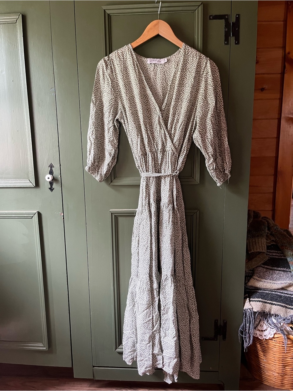 Petal & Pup Sage Green Floral Wrap Maxi Dress